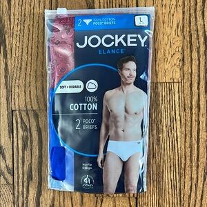 Jockey Men's Elance Poco Brief - 2 Pack Red and Blue Large